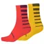 Endura Coolmax Twin Pack Stripe Socks in Pomegranate/Yellow